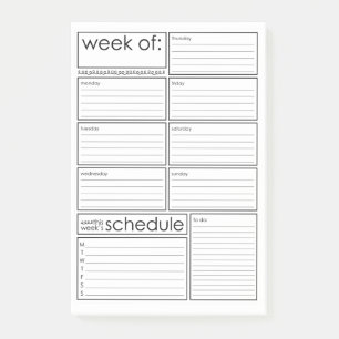notes Post-it® du planificateur hebdomadaire