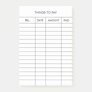 Notes post-it du suivi personnalisé des paiements