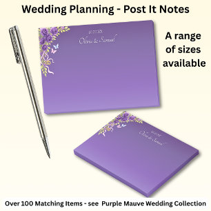Notes post-it Fleurs mauves violettes et Mariage b