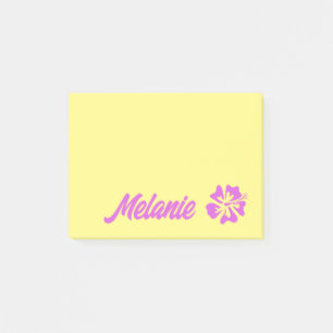 Notes Post-it® jaunes personnalisées avec fleur