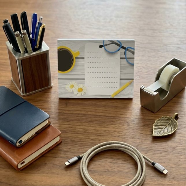 Notes Post-it® mignonnes avec café et fleurs (Créateur téléchargé)