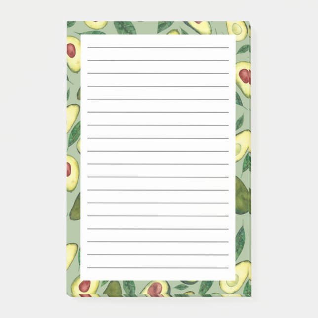 Notes post-it Motif de l'aquarelle Avocado (Devant)