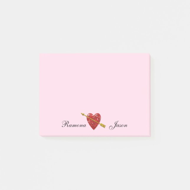 Notes Post-it® Noms de Coupleurs de Cœur d'Amour (Devant)