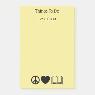 Notes Post-It Paix, Amour & Livres