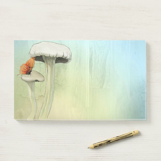 Notes post-it "Papillons-champignons" (Sur un bureau)