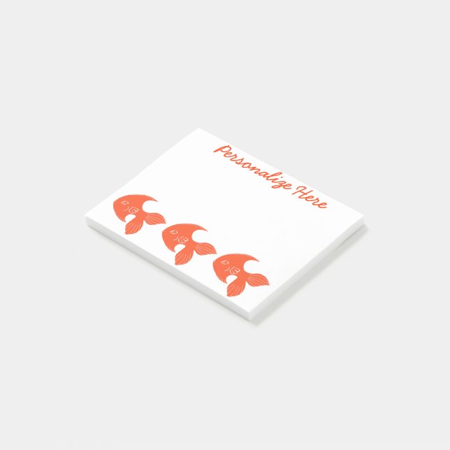 Notes Post-it® personnalisées de poisson rouge 4 x (Incliné)