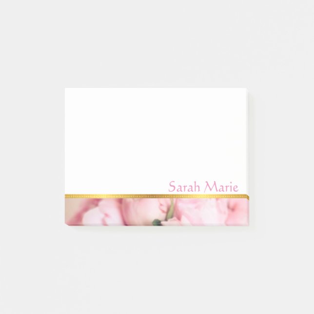 Notes post-it Pink Peony customisées (Devant)