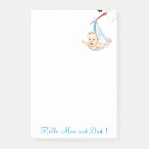 Notes Post-it® pour bébé porteuses de cigogne