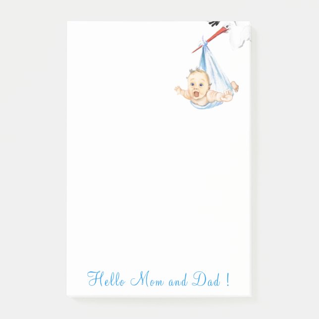 Notes Post-it® pour bébé porteuses de cigogne (Devant)