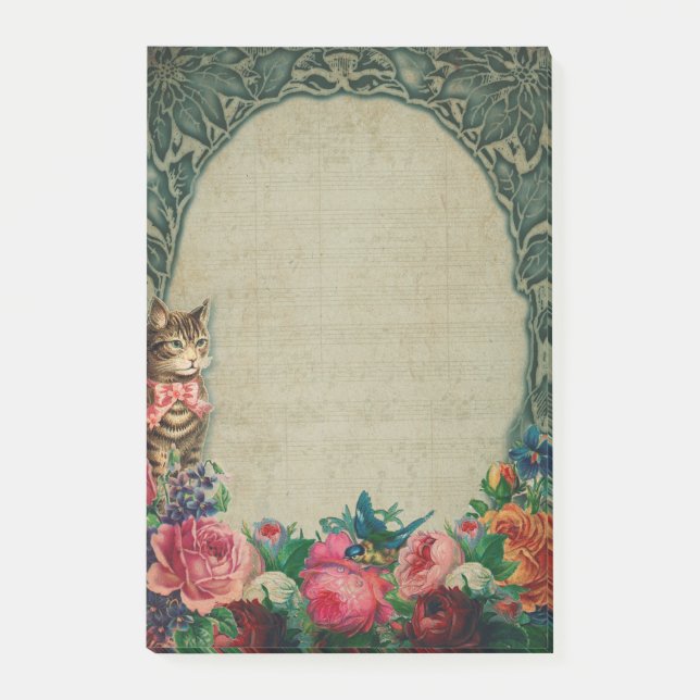 Notes post-it pour chats et fleurs victoriens (Devant)