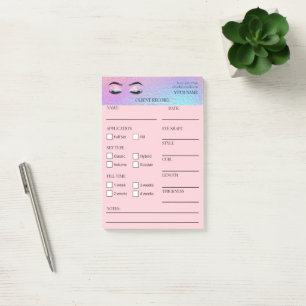 Notes Post-it® pour cliente de cils holographiques