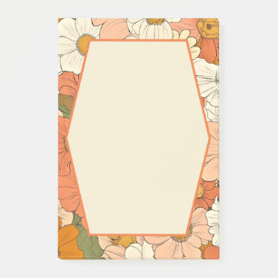 Notes post-it rétro Orange Groove Floral 4x6