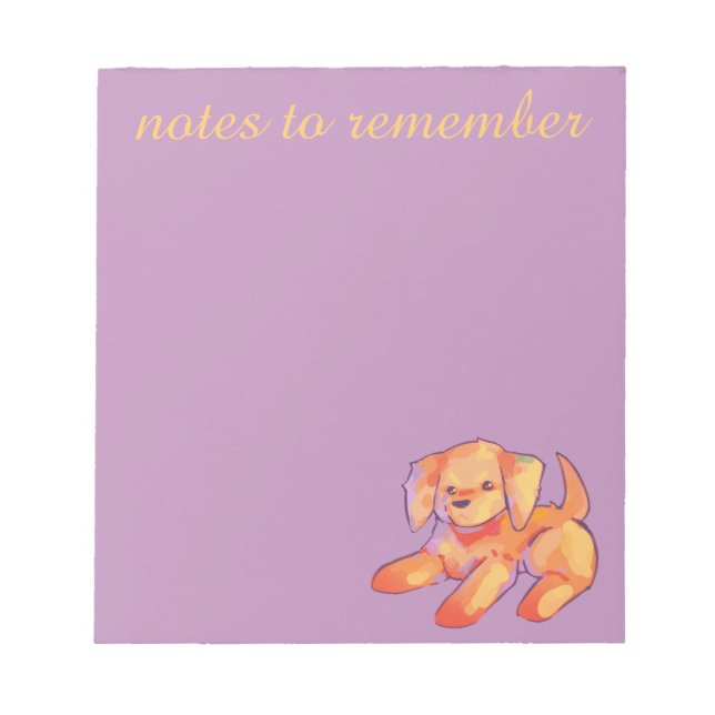 Notes to remember, golden retriever puppy  notizblock (Vorderseite)