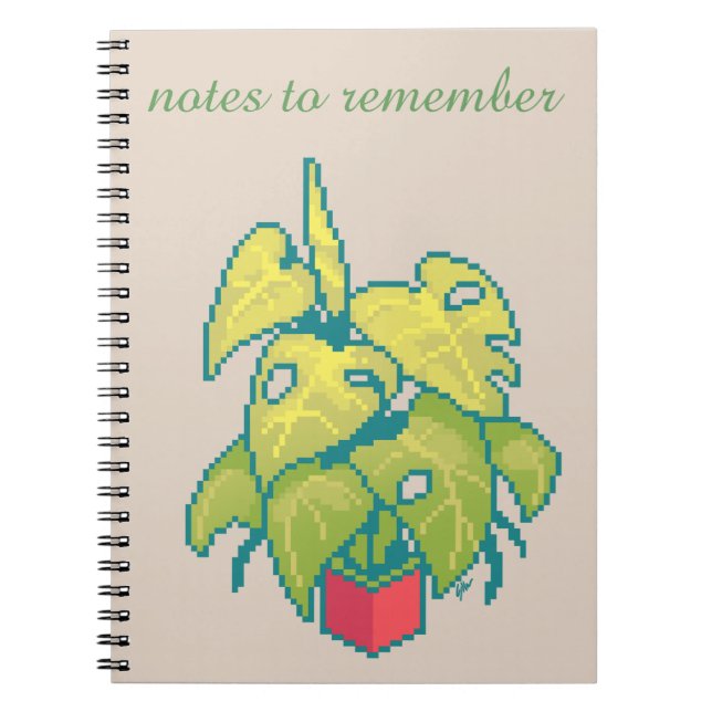 Notes to remember, Monstera , pixel art Notizblock (Vorderseite)
