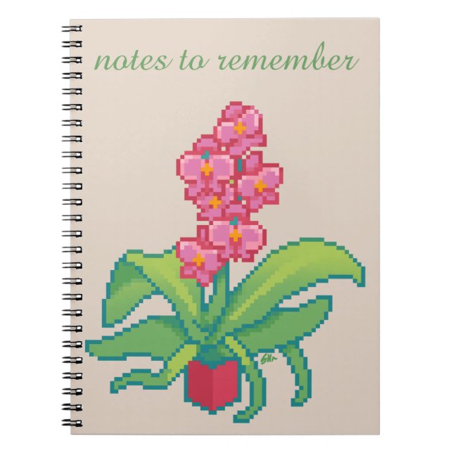 Notes to remember, orchid , pixel art notizblock (Vorderseite)