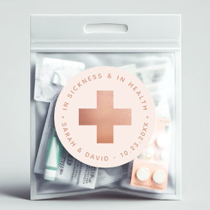 Notfall-Rouge Pink Rose Gold Kreuz Kater-Kit Runder Aufkleber