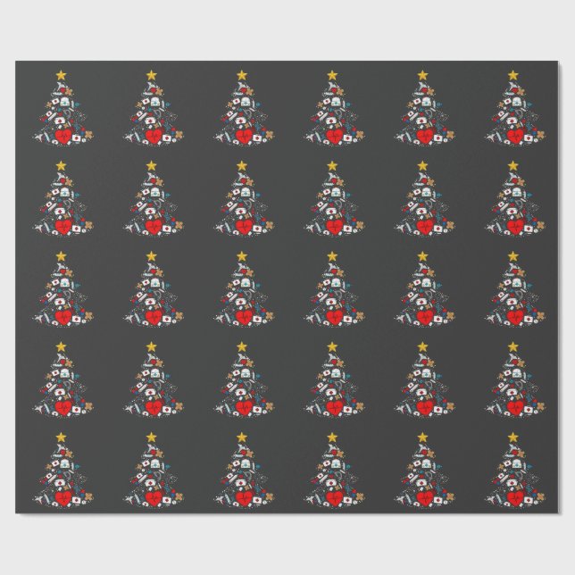 Notfallabteilung Weihnachtsbaum Krankenschwester Geschenkpapier (Flach)