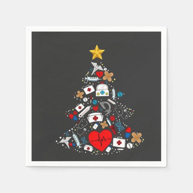 Notfallabteilung: Xmas Tree Nurse Serviette (Vorderseite)