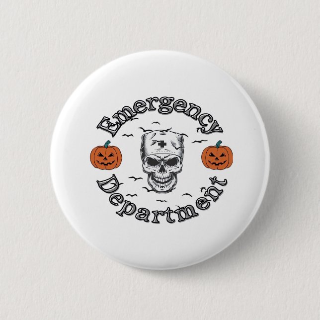 Notfallabteilungsraum Er Nurse Skeleton Hallo Button (Vorderseite)