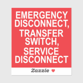 NOTFALLDISCONNECT, TRANSFER SWITCH-Etikett Aufkleber