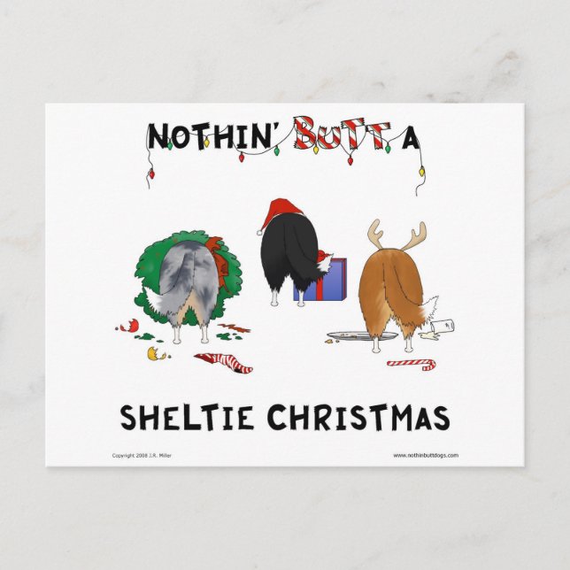 Nothin' Butt A Sheltie Christmas Feiertagspostkarte (Vorderseite)