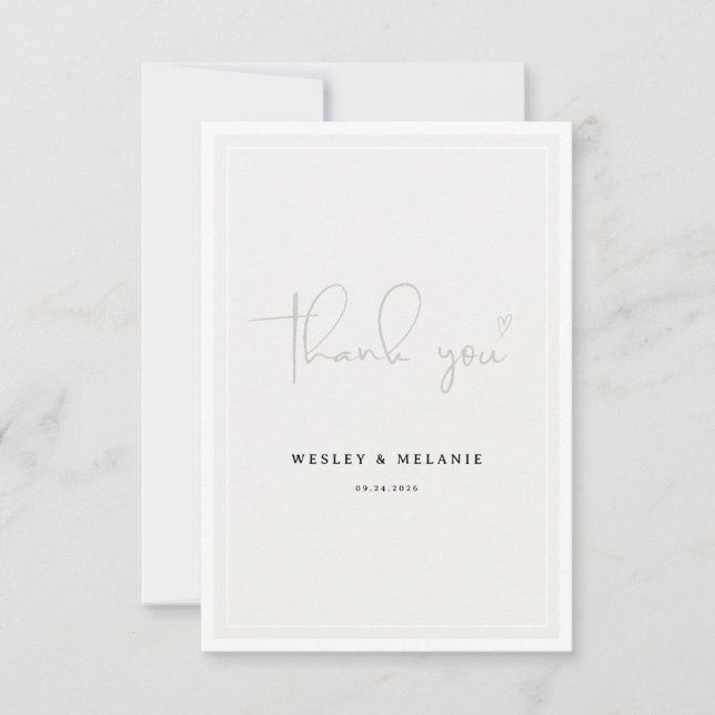 Nothing Fancy Just Love Beige Elegant Wedding Dankeskarte (Vorderseite)