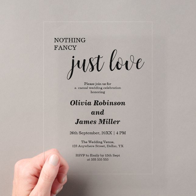 Nothing Fancy Just Love Casual Wedding  Acryleinladungen (Insitu (Handheld))