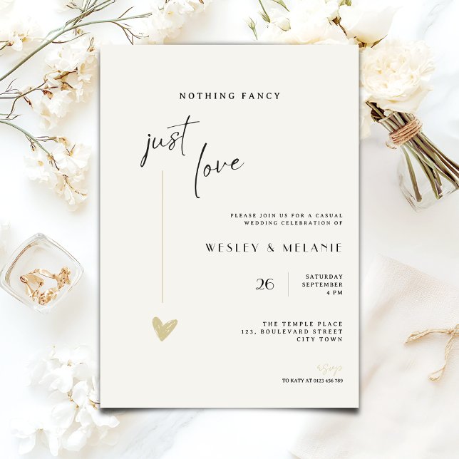 Nothing Fancy Just Love Minimal Wedding Invitation Einladung (Von Creator hochgeladen)