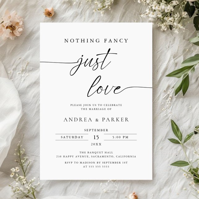 Nothing Fancy Just Love, Minimalist Casual Wedding Einladung (Von Creator hochgeladen)