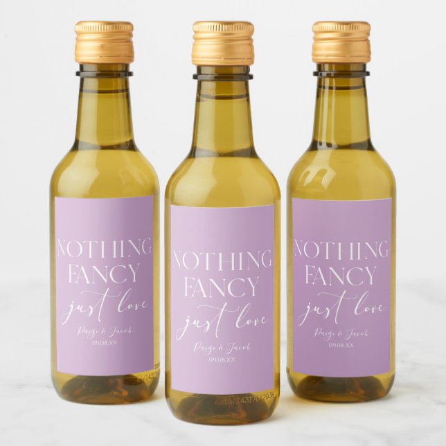 Nothing Fancy Just Love Minimalist Casual Wedding Weinetikett (Flaschen)