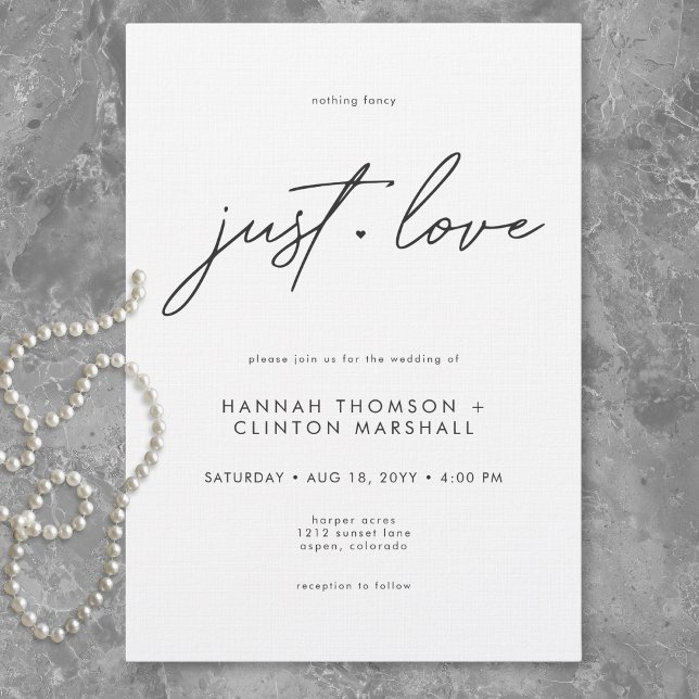 Nothing Fancy Just Love Minimalist Wedding Einladung (Nothing Fancy Just Love Minimalist Wedding Invitation)