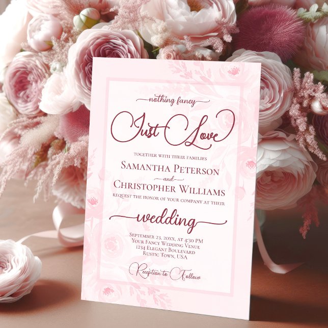 Nothing Fancy Just Love Pink Peonies Boho Wedding Einladung (Von Creator hochgeladen)