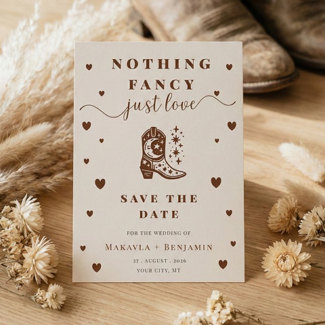 Nothing Fancy Just Love Western Rustic Wedding Save The Date (Von Creator hochgeladen)
