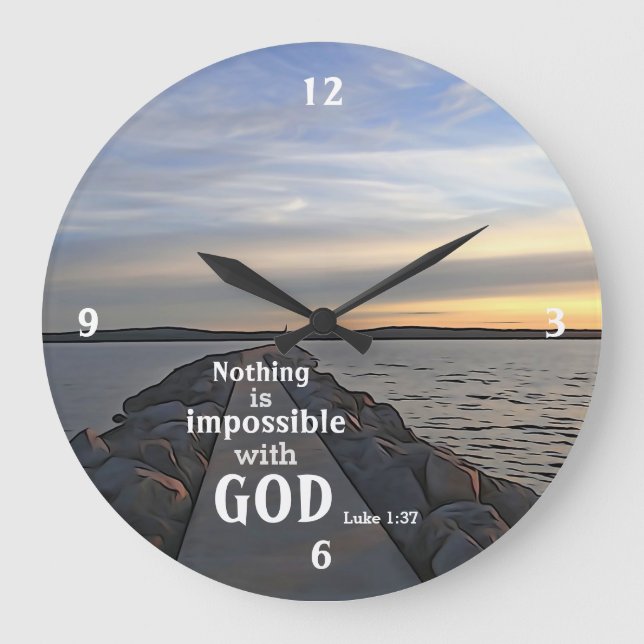 Nothing Is Impossible With God Große Wanduhr (Vorderseite)