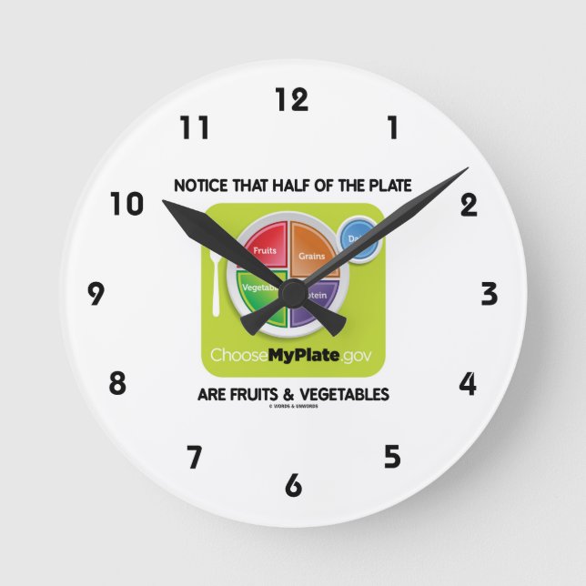 Notice That Half Of Plate Are Fruit & Vegetables Runde Wanduhr (Vorderseite)