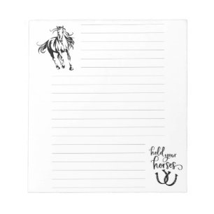Notieren Sie Papier mit Pferd und "halten Sie Ihre Notizblock