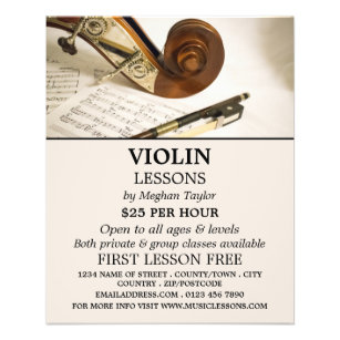 Notiz für Geige, Violinunterricht, Werbung Flyer