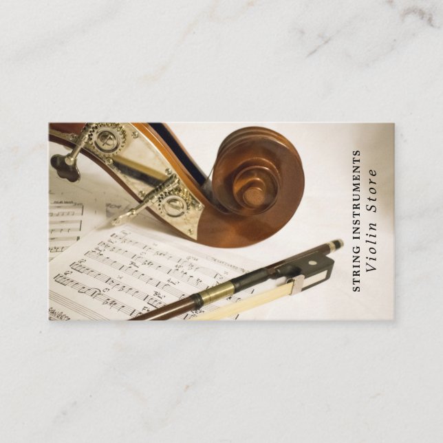Notiz für Geigen, Musikinstrumentenladen Visitenkarte (Vorderseite)