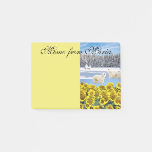 Notiz Post-it-Notizen, Sonnenblume Eisbär Floral