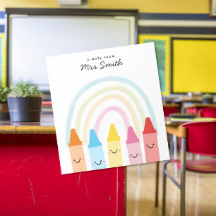 Notiz von Lehrer Crayon Regenbogen Notizblock