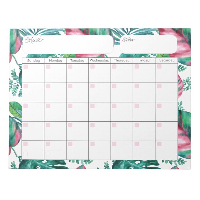 Notiz zum tropischen Folienkalender Notizblock (Vorderseite)