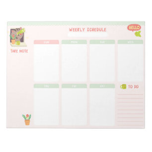 Notizblock des wöchentlichen Kalender-8.5x11