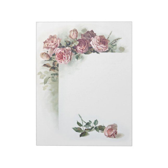 Notizblock mit altrosa Rosen (Rotiert)