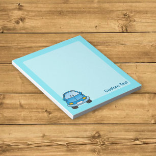 Notizblock mit blauem Cartoon