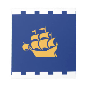 Notizblock mit Flagge von Quebec City, Kanada
