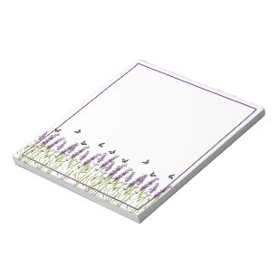 Notizblock mit Lavendel und Schmetterlingen