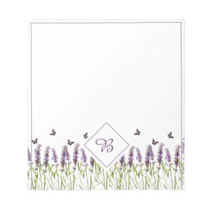 Notizblock mit Lavendel und Schmetterlingen