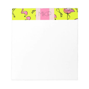 Notizblock mit rosa Flamingo-Monogramm