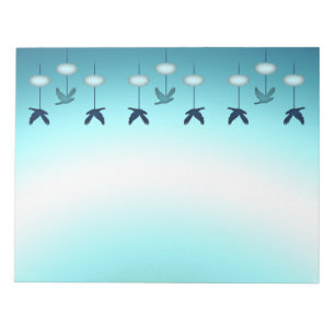 Notizblock, süße Frühlingsblaue Vögel & Wolken Notizblock