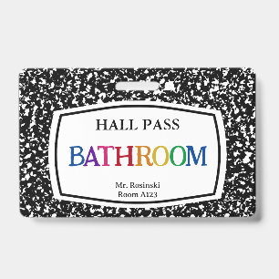 Notizbuch Bad-Hall-Pass für Lehrer Ausweis